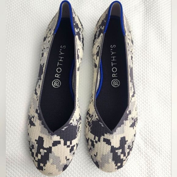 ROTHY'S Round Toe Ash Gray Camo Flats Shoe Size 10 - Picture 2 of 8